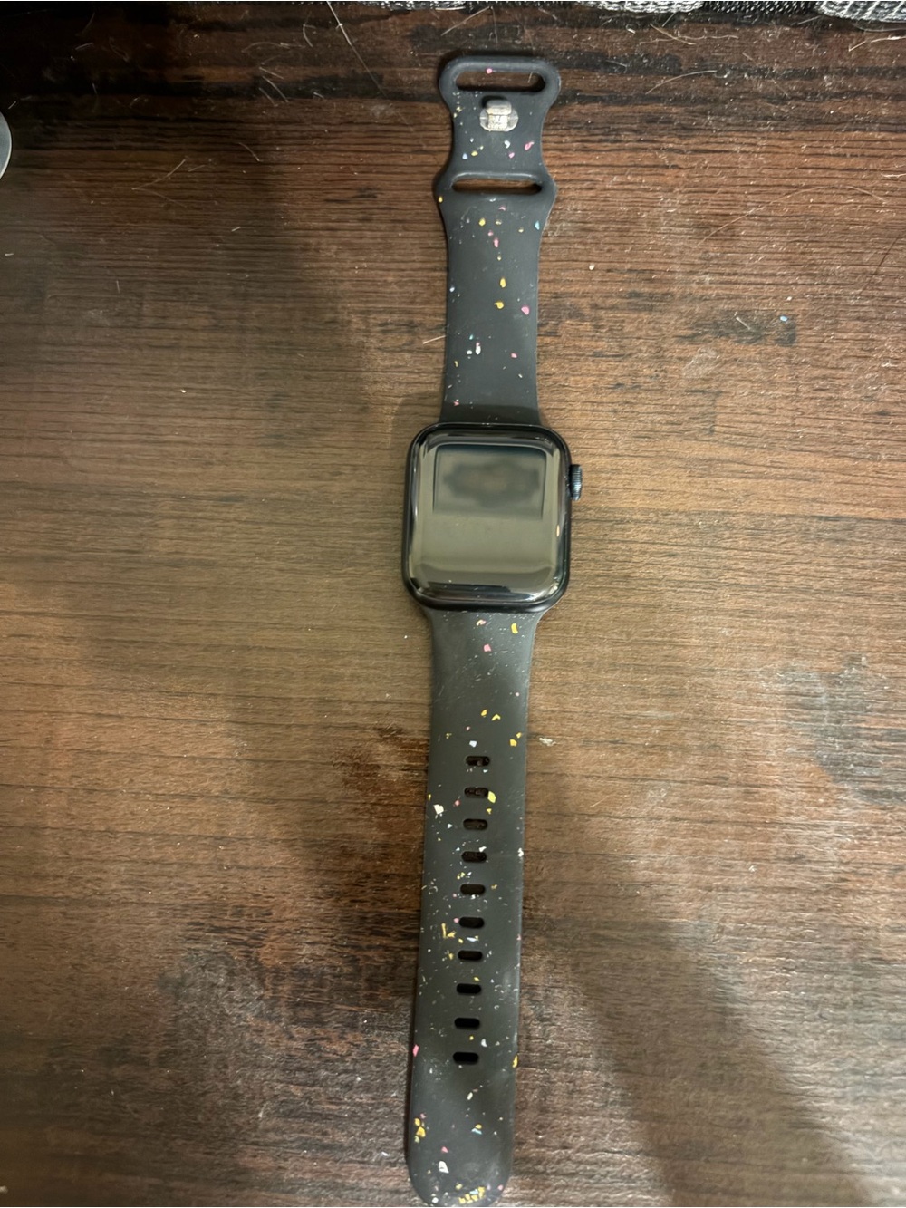 Apple Black Smartwatch with Multicolor Speckle Sport Band
